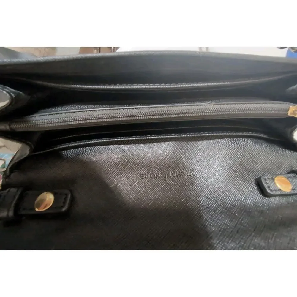 Michael Kors Jet Set Travel Saffiano Leather Chain Wallet Crossbody Black...